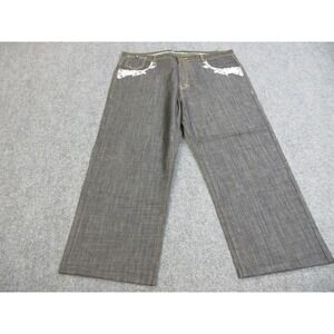 Enyce Jeans Mens 42x30 Gray Charcoal Wide Leg Regular Fit Graphic Denim Y2K